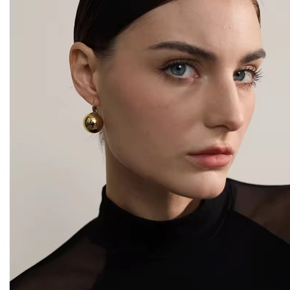 Classic Gold Ball Drop Earrings – Stainless Steel PVD Gold Plated